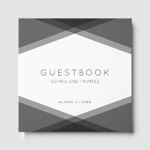 Livre D'or Mariage Moderne Géométrique à Couches Grises