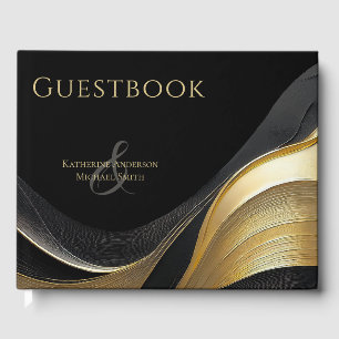 Livre D'or Mariage moderne noir et or
