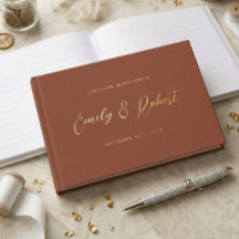 Mariage Moderne Photo Script Or Terracotta