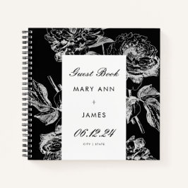 Livre d'or mariage Moderne Simple Floral Silver Bl