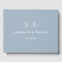 Mariage Monogramme bleu et or Dusty