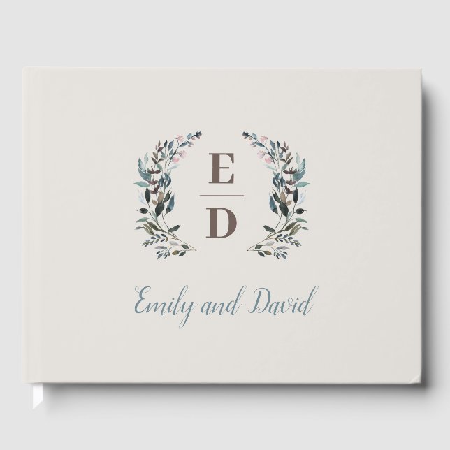 Livre D'or Mariage Monogramme de la crête de jardin (Recto)