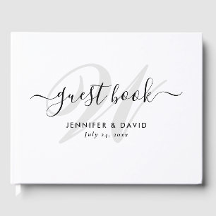 Livre D'or Mariage Monogramme noir et blanc