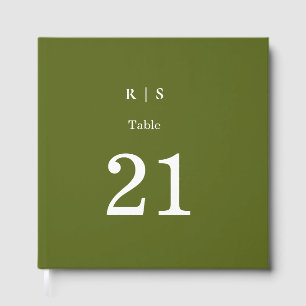 Livre D'or Mariage Monogramme Vert Sauge