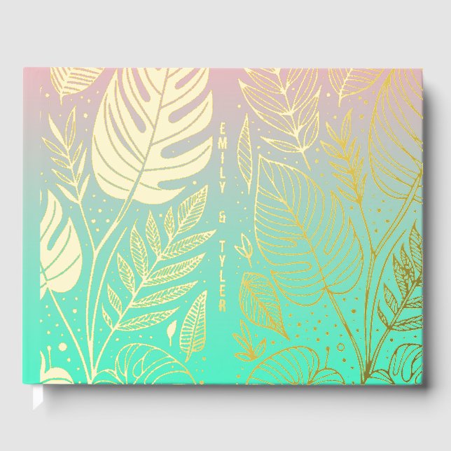 Livre D'or Mariage Monstera Gold Foliage (Recto)