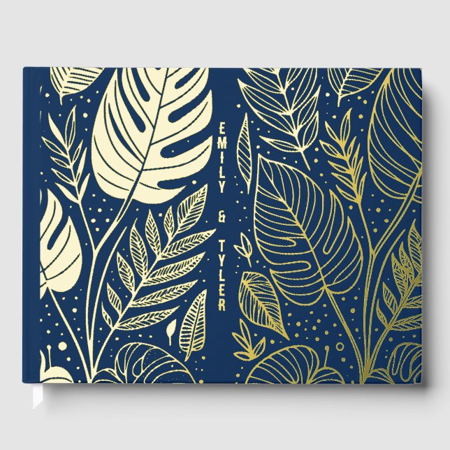 Livre D'or Mariage Monstera Gold Foliage (Recto)