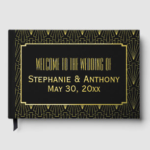 Livre D'or Mariage Motif Gold et Black Art Déco