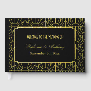 Livre D'or Mariage Motif Gold et Black Art Déco