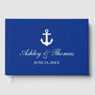 Livre D'or Mariage nautique Ancre Blue Guest Book