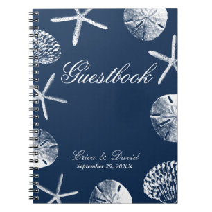 Livre d'or mariage   Navy Blue Beach Thème Coquill