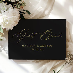 Livre D'or Mariage noir élégant et élégant moderne