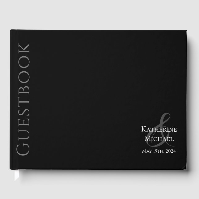 Livre D'or Mariage noir et blanc moderne (Recto)