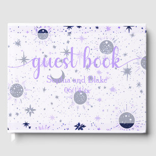 Livre D'or Mariage noir et violet céleste Sun Moon Stars