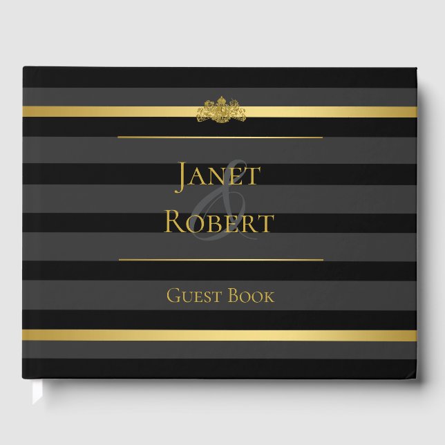 Livre D'or Mariage officiel Black Gold Tuxedo Stripe (Recto)