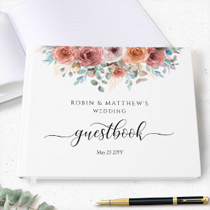 Livre D'or Mariage ou autre, Dusty Blue Ethereal Floral
