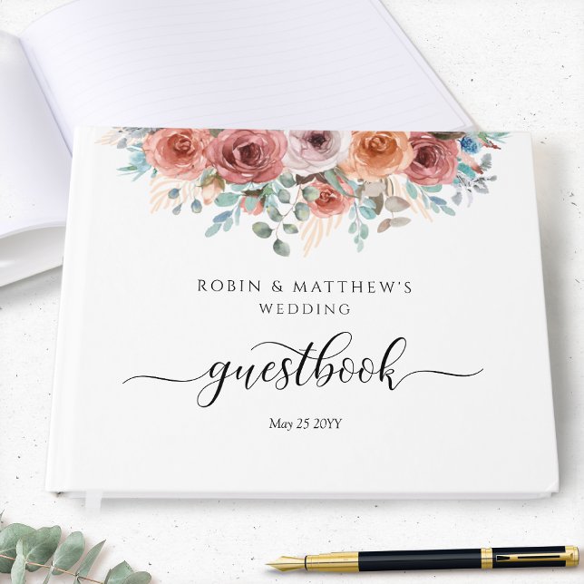 Livre D'or Mariage ou autre, Dusty Blue Ethereal Floral (Créateur téléchargé)