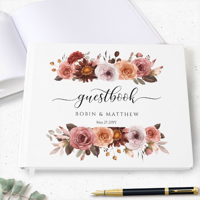 Livre D'or Mariage ou autre, rose pâle et bourgogne (Créateur téléchargé)
