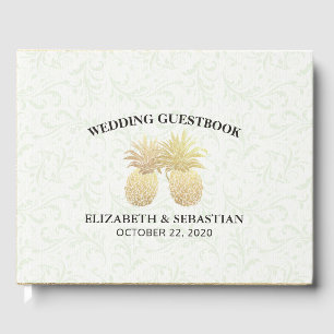 Livre d'or mariage Papier Damas à ananas à huile d
