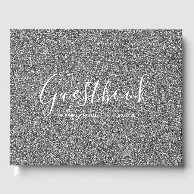 Livre d'or mariage | Parties scintillant argent ch (Recto)