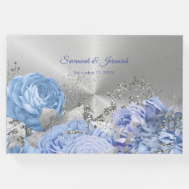 Livre D'or Mariage personnalisé chic Blue Silver