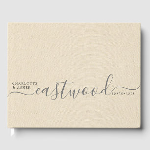 Livre D'or Mariage personnalisé Monogram Cream Faux Linen