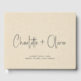 Livre D'or Mariage personnalisé Monogram Cream Faux Linen