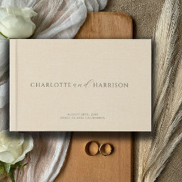 Livre D'or Mariage personnalisé Monogram Cream Faux Linen