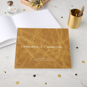 Livre D'or Mariage personnalisé Monogram Faux Camel en cuir
