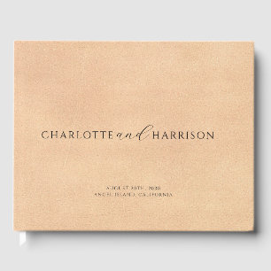 Livre D'or Mariage personnalisé Monogram Faux Crème Cuir