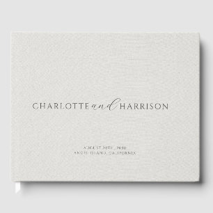 Livre D'or Mariage personnalisé Monogramme blanc Faux lin