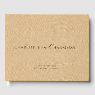Livre D'or Mariage personnalisé Monogramme Tan Faux Linen