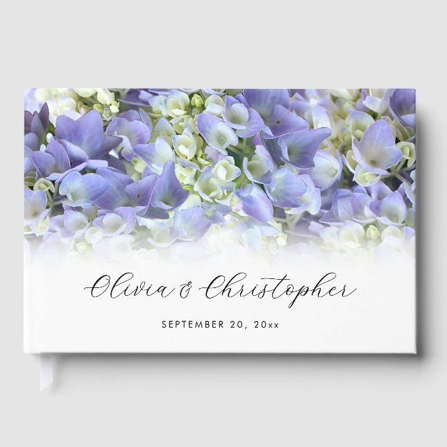 Livre D'or Mariage personnalisé Purple Hydrangea (Recto)