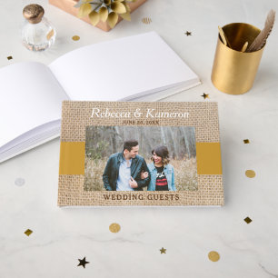 Livre D'or Mariage photo Burlap & Gold