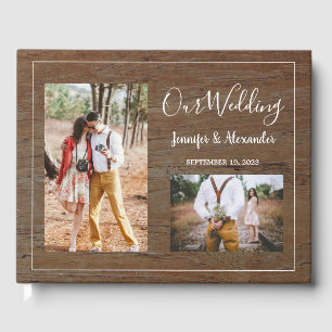 Livre D'or Mariage photo en bois de grange rustique