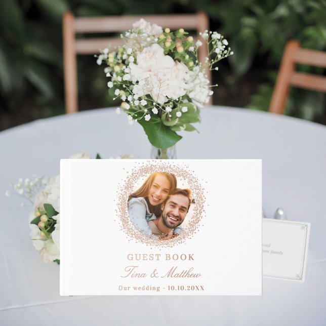 Livre D'or Mariage photo en feuille d'or rose blanche (Créateur téléchargé)