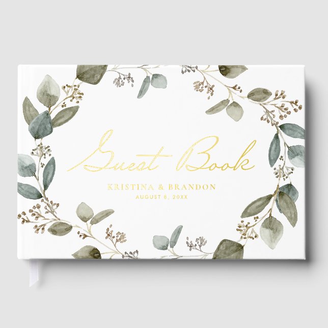 Livre D'or Mariage photo Eucalyptus de l'aquarelle (Recto)