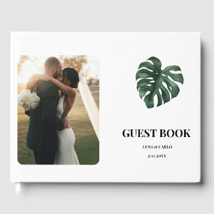 Livre D'or Mariage Photo Green Leaf Monstera Mariage
