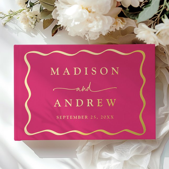 Livre D'or Mariage photo moderne avec cadre rose et or (Créateur téléchargé)
