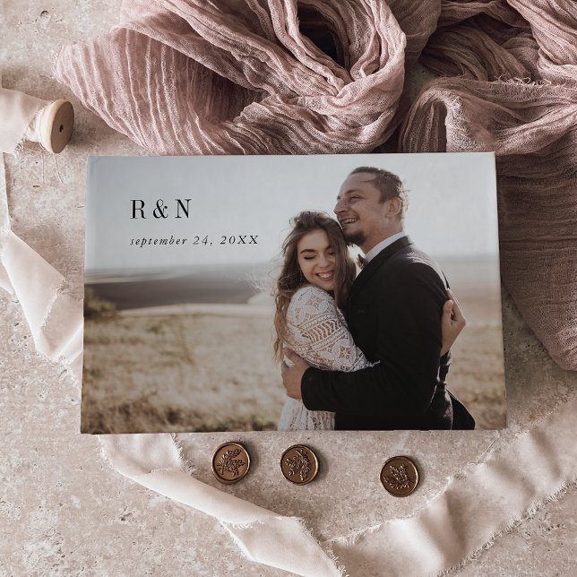 Livre D'or Mariage photo moderne chic noir et blanc (Créateur téléchargé)