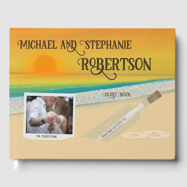 Livre D'or Mariage Photo Plage personnalisée (Recto)