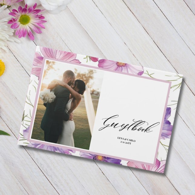 Livre D'or Mariage Photo rose violet Mariage Floral (Créateur téléchargé)