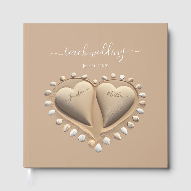 Livre D'or Mariage plage Coeurs de sable (Recto)