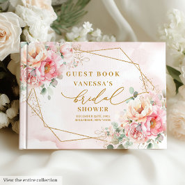 Livre D'or Mariage Poussière de Rose Doré Fête de Fiançailles