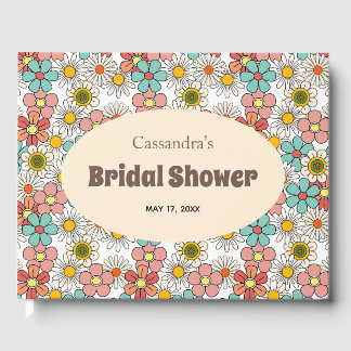 Livre D'or Mariage rétro hippie groovy fleurs 