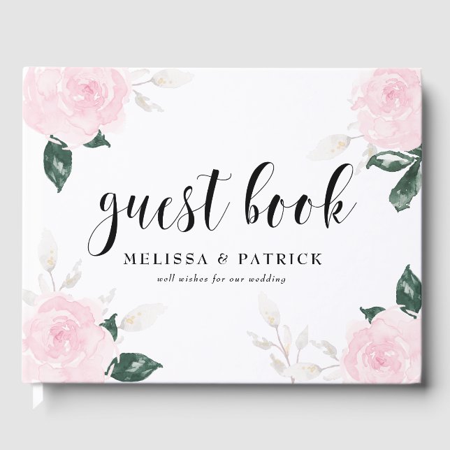 Livre D'or Mariage Rose d'aquarelle rose doux (Recto)