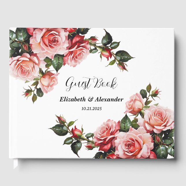 Livre D'or Mariage rose et rouge foncé moody (Recto)