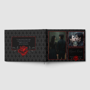Livre D'or Mariage Rose Gothique Noir Damassé