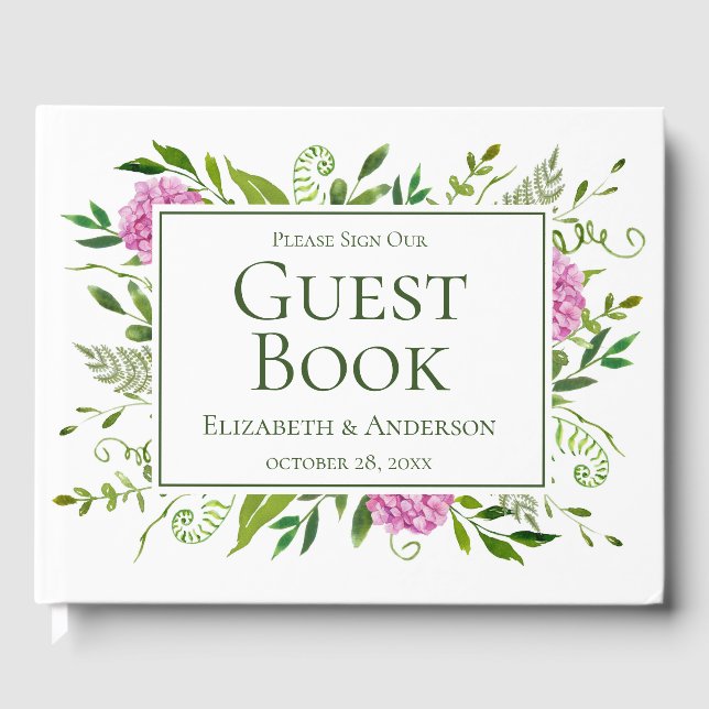Livre D'or Mariage rose Hydrangea (Recto)