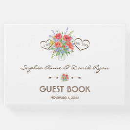 Livre D'or Mariage Rustique Aquarelle Fleurs sauvages