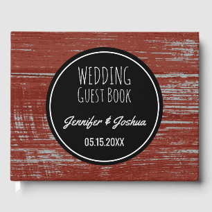 Livre D'or Mariage rustique Bois à grange rouge
